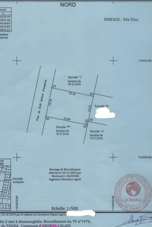 Vente parcelle avec TF à Ahossougbèta - Benin Immo