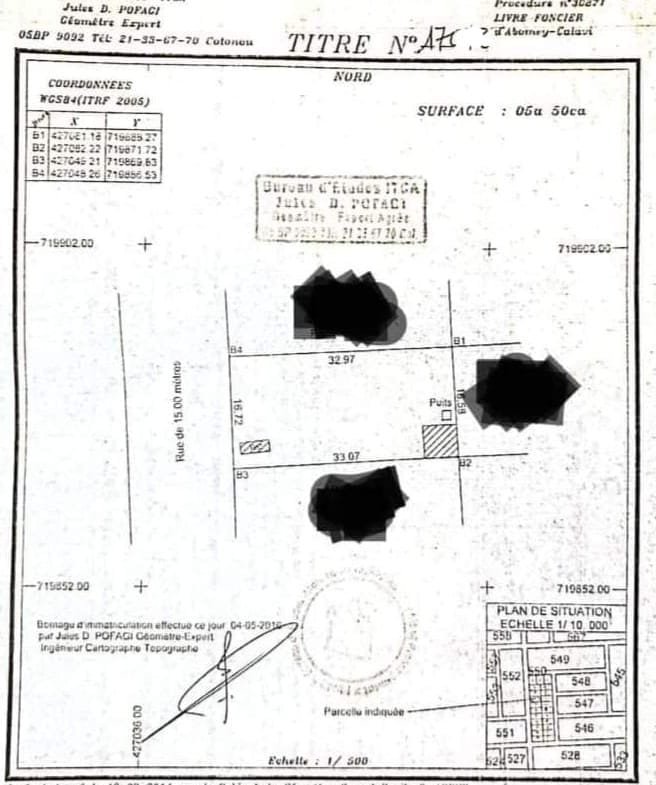 Parcelle à vendre à Calavi Zopah 550m2 - Benin Immo