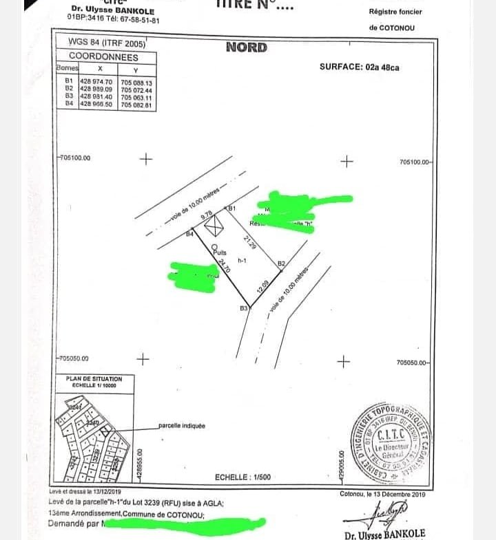 Parcelle à vendre à Cotonou Agla - TF - Benin Immo