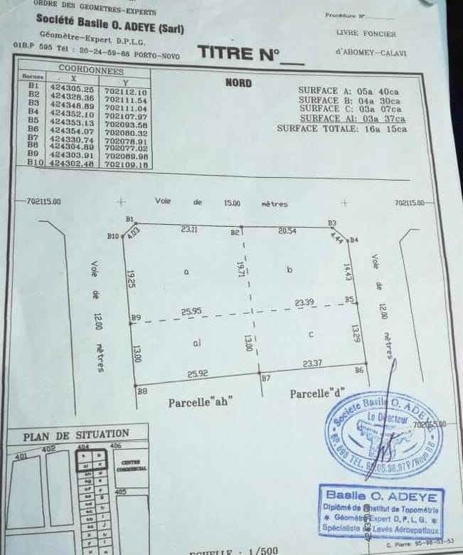 4 Parcelles ensemble a vendre a Togbin