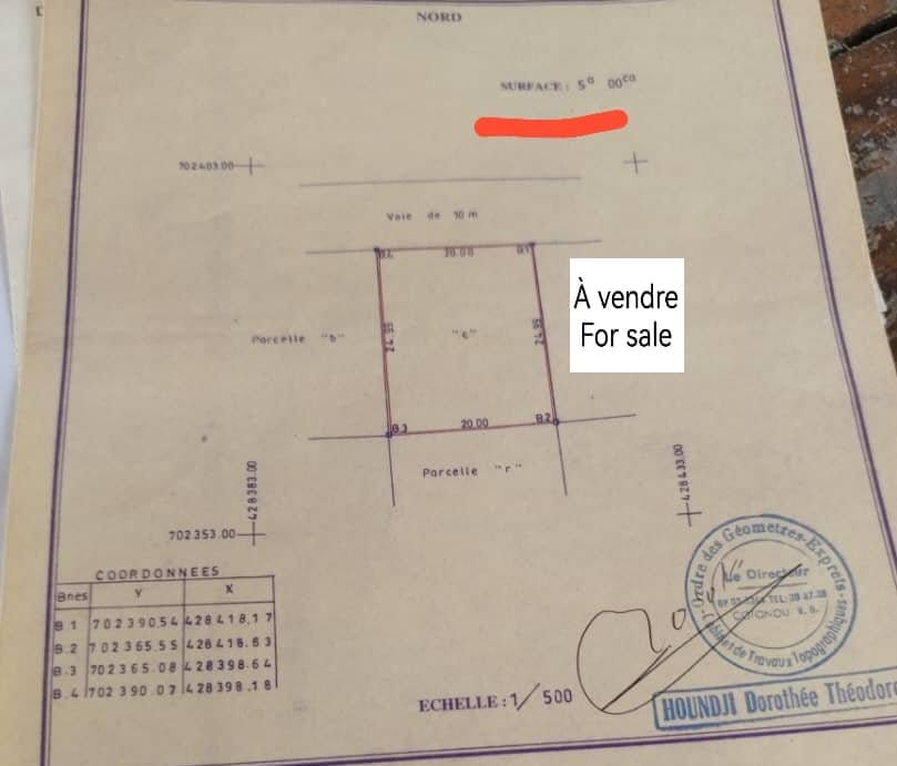 Grande Parcelle de 500 m² à Vendre à Fidjrossè Cotonou