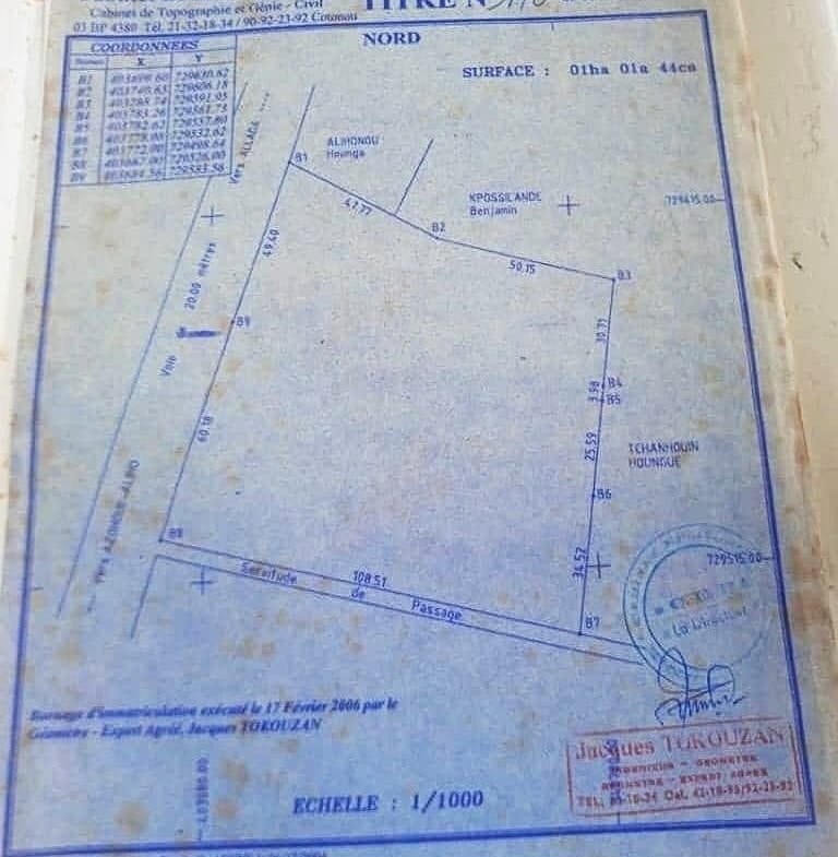 Hectare avec Titre Foncier à vendre au bord du goudron à Tori