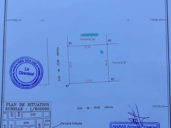 Parcelle 505 m² en angle de rue à vendre à Zopah