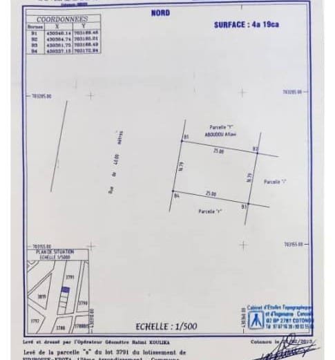 Parcelle de 419 m² à vendre à Fidjrossè Kpota