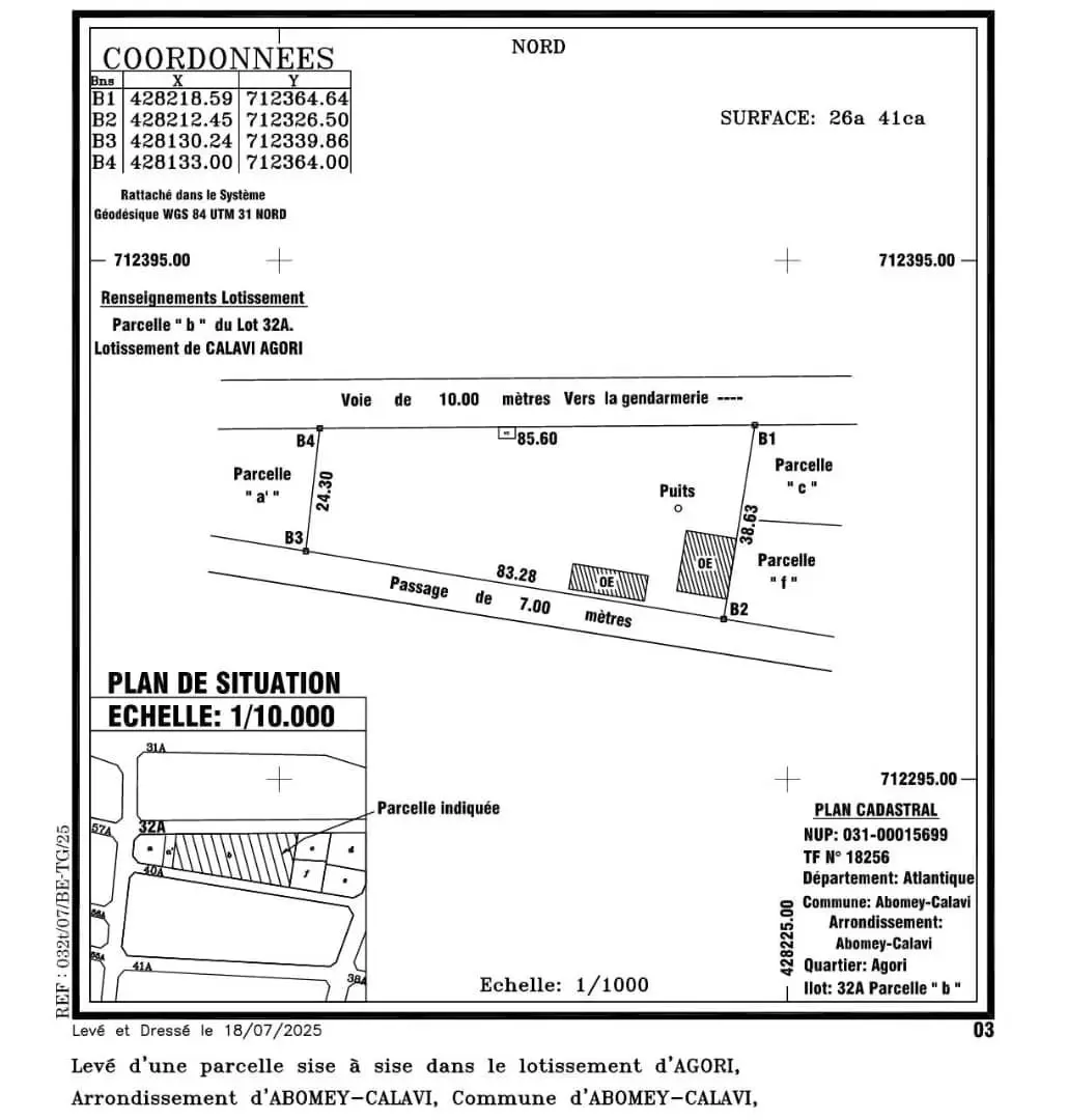 Domaine de 2641 m² à vendre à Calavi Agori-Kpota