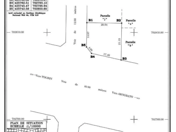 Parcelle en angle de rue à vendre à Togbin Zone 2 – 377 m²