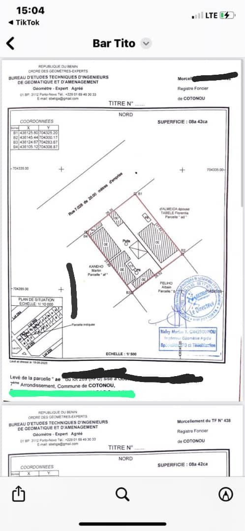 Parcelle de 842 m² à vendre avec TF à Jéricho
