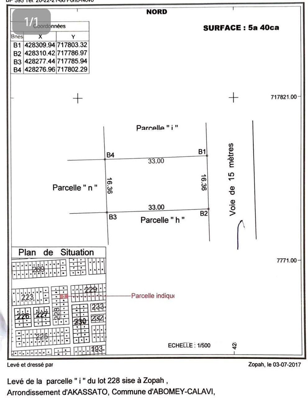 2 Parcelles de 540 m² avec Titre Foncier à Calavi Zopah