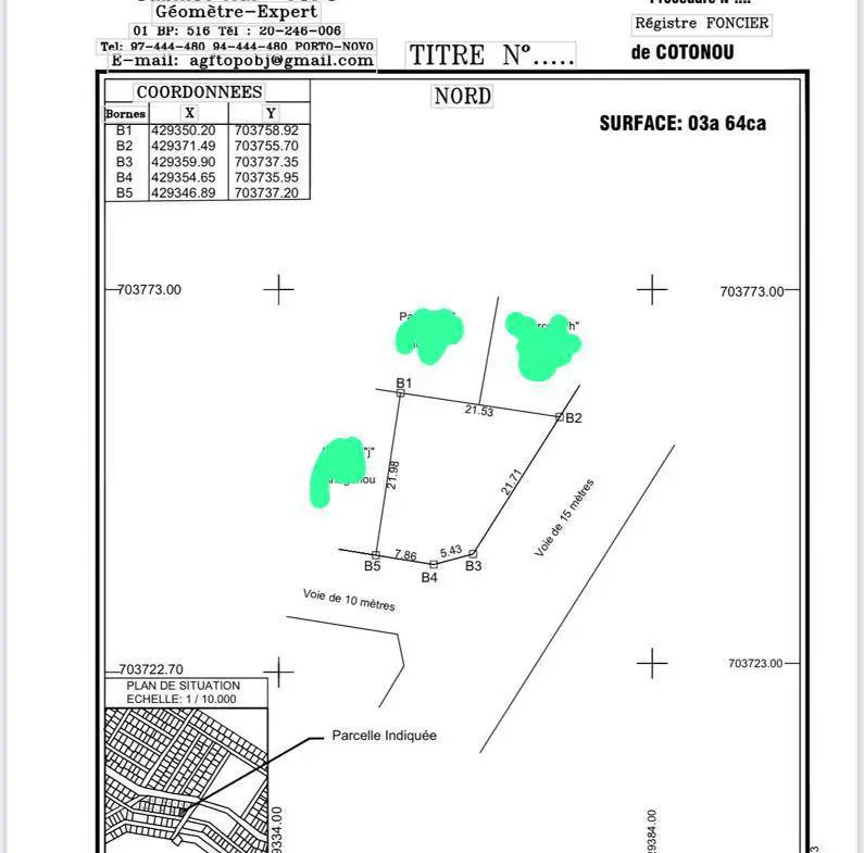 Parcelle de 364 m² à vendre à Agla Hlazounto en angle de rue