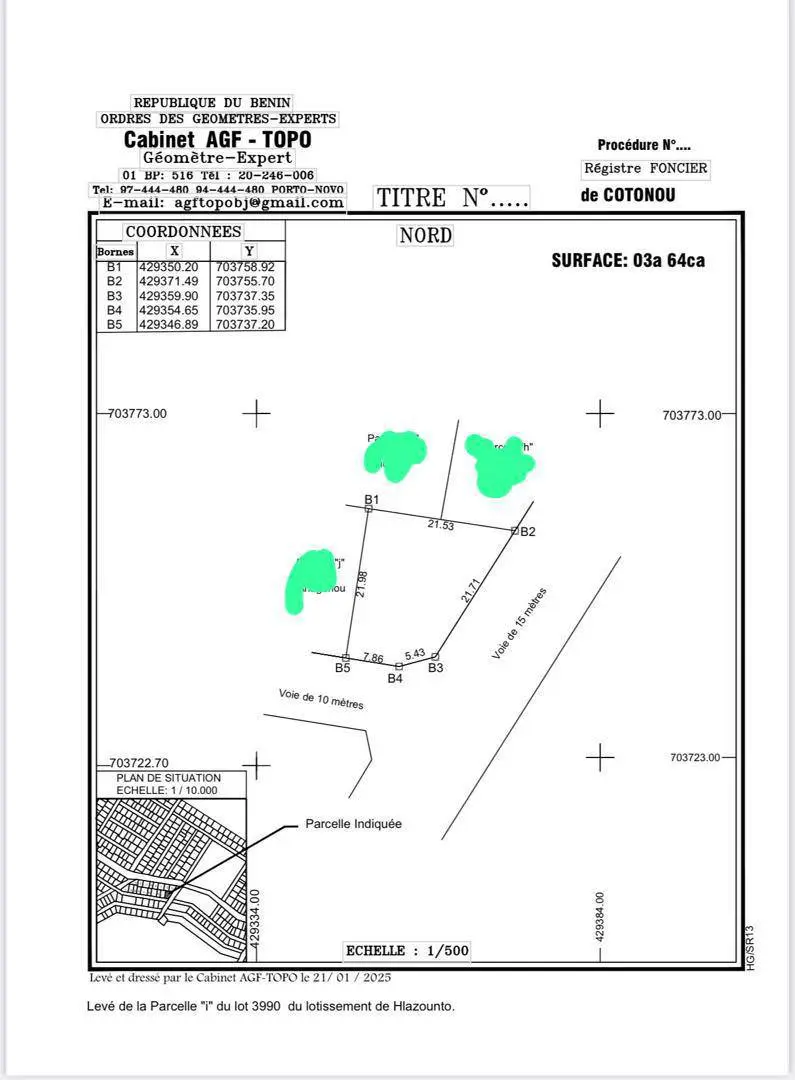 Parcelle de 364 m² à vendre à Agla Hlazounto en angle de rue
