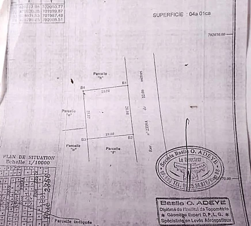 Vente Parcelle de 401 m² au bord du nouveau goudron à Fidjrossè