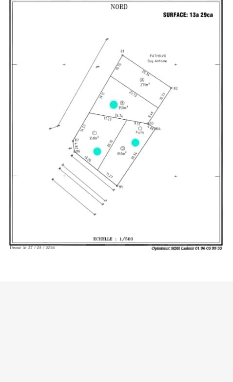 Domaine de 1 050 m² au bord des pavés à Tankpè