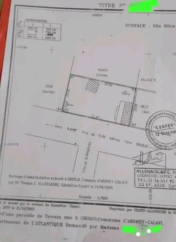 Parcelle avec titre foncier à vendre à Arconville