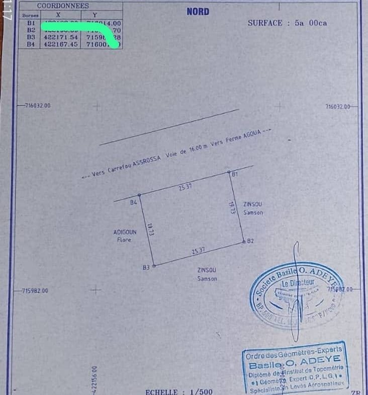 Parcelle clôturée avec titre foncier à Togba
