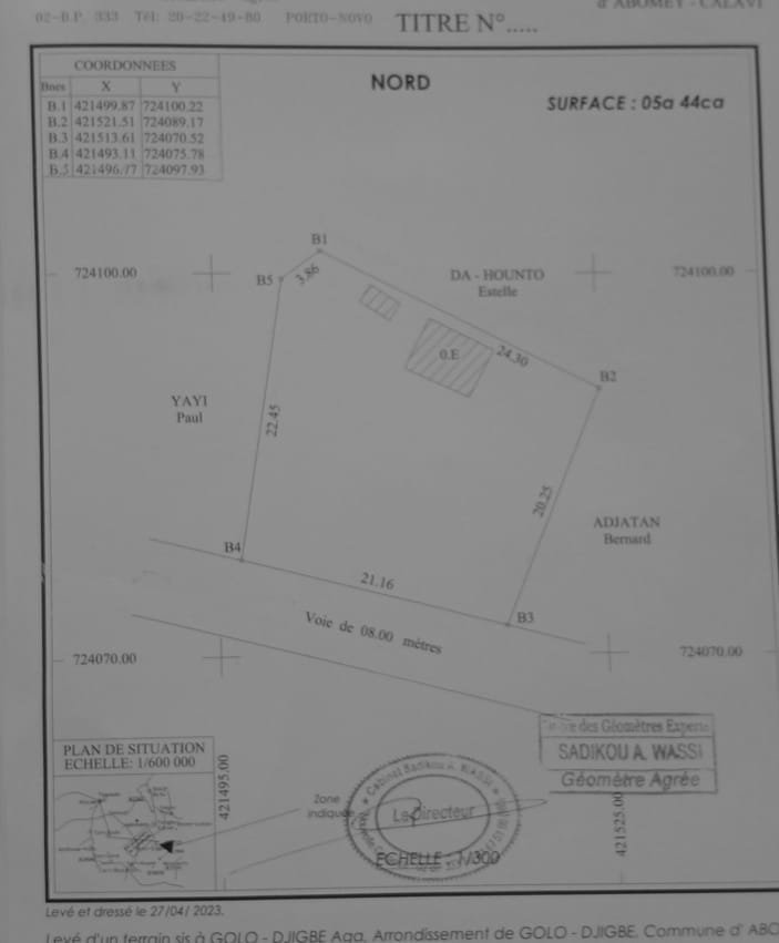 Parcelle de 544 m² à Glo Djigbé Aga