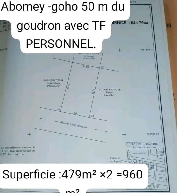 Parcelles à vendre à Abomey Goho près du stade