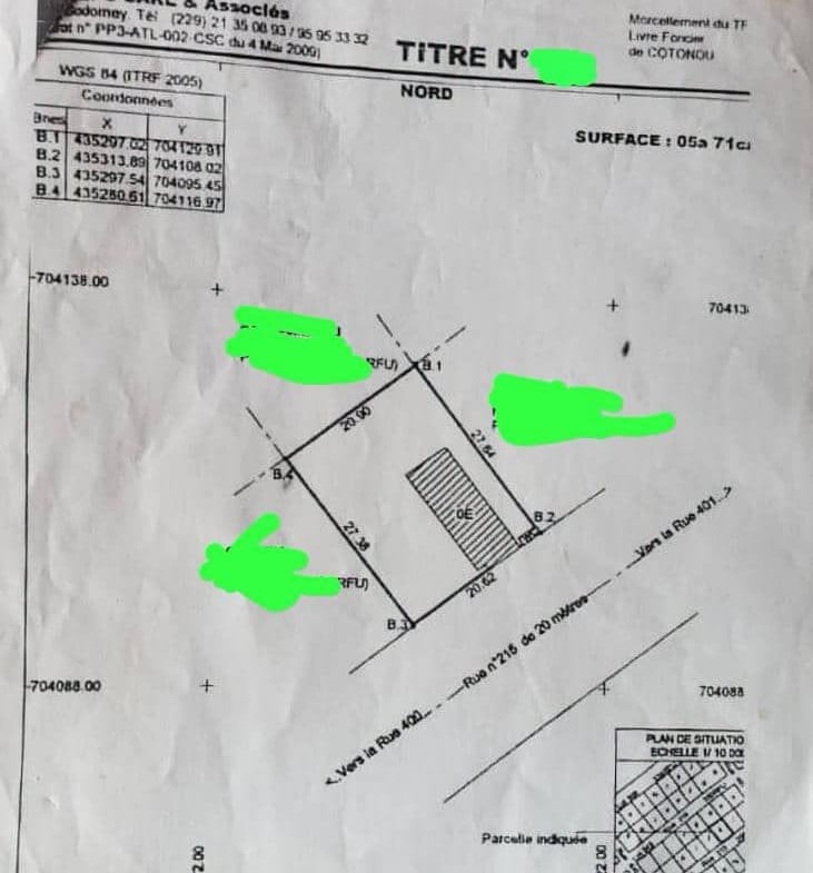 Parcelles avec TF à Sikècodji Cotonou