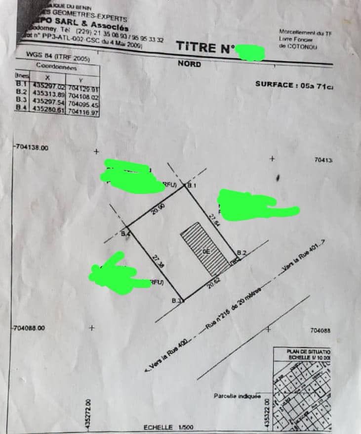 Parcelles avec TF à Sikècodji Cotonou