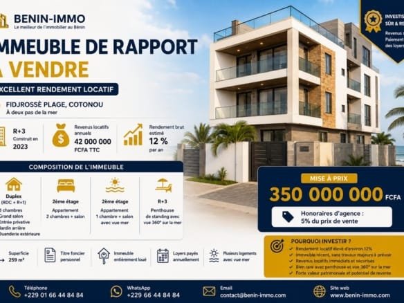 Immeuble de rapport Premium à vendre à Fidjrossè Plage