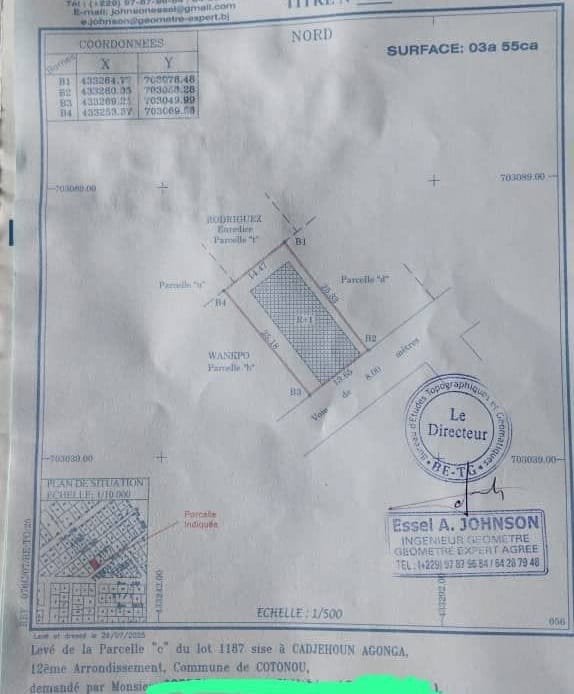 Parcelle à vendre à Cadjèhoun Cotonou