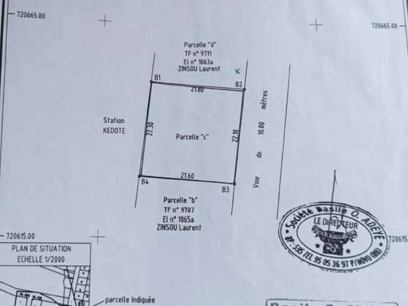 Parcelle avec titre foncier à vendre Missessinto