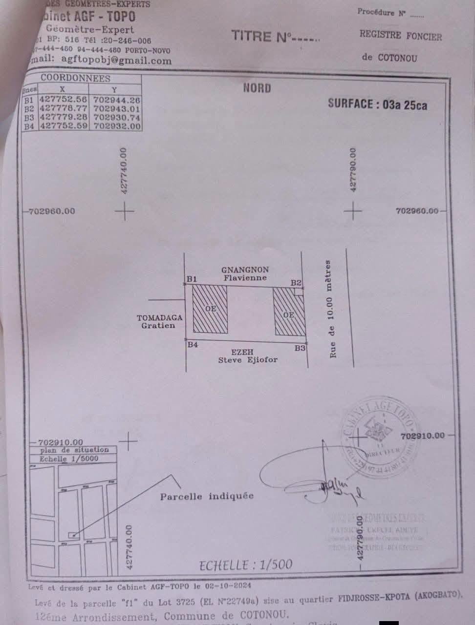 Parcelle clôturée de 326 m² à vendre à Fidjrossè Akogbato Cotonou