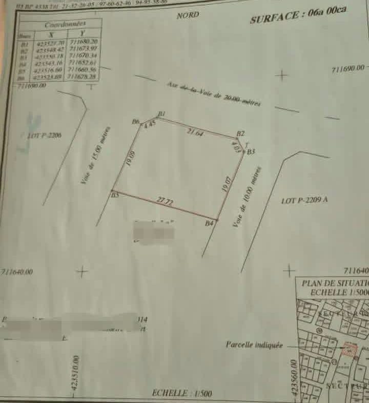 Parcelle de 600 m² en angle de rue à Houèto Calavi 2
