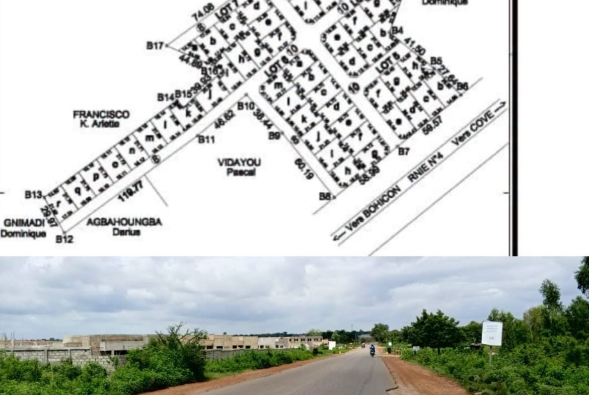 Parcelles de 400 m² avec titre foncier à vendre à Bohicon au bord du goudron