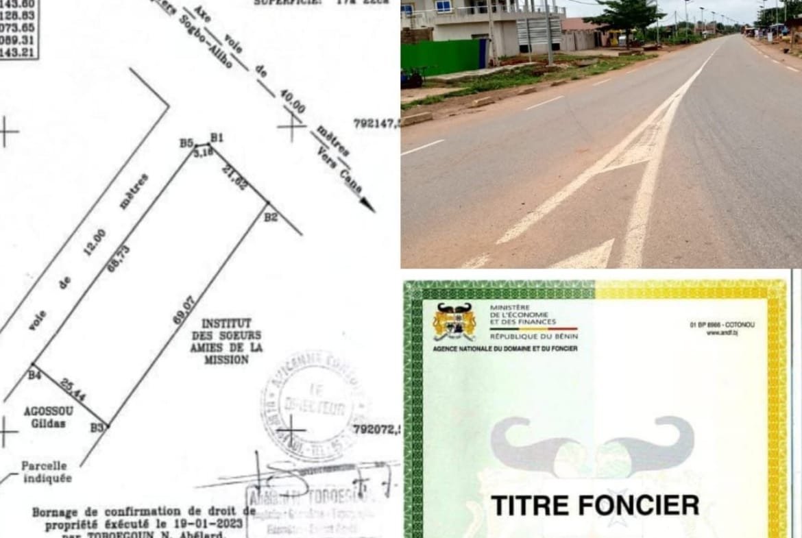 Terrain clôturé de 1722 m² avec titre foncier à vendre à Abomey